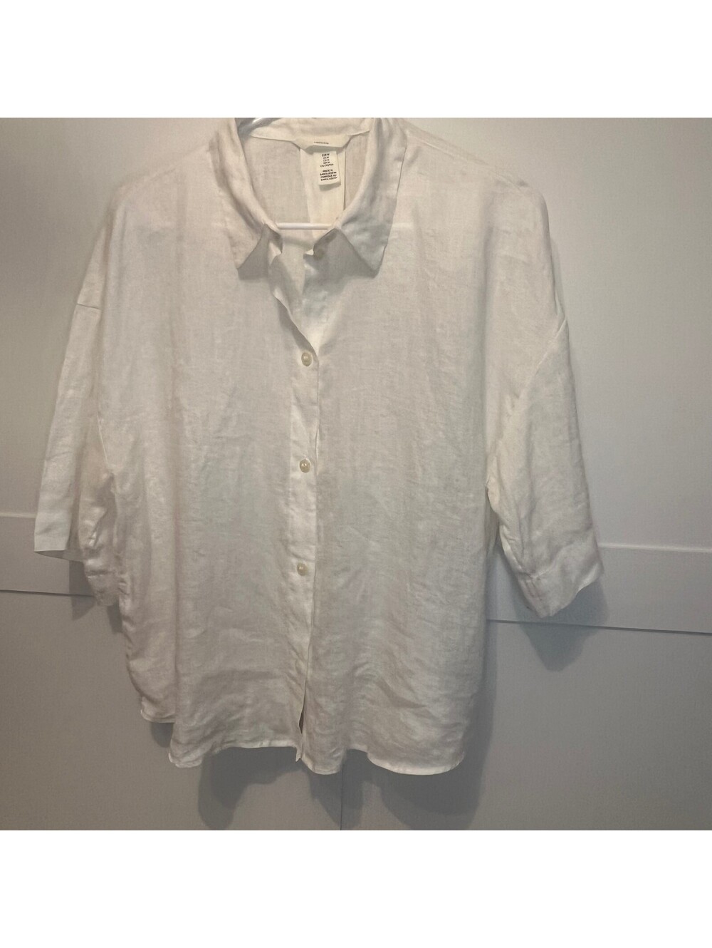 H&M Premium Selection 100% Linen Shirt Women's Size Medium White